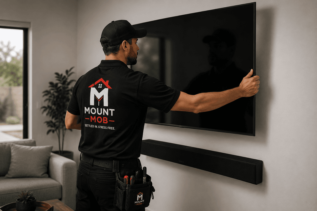 Mount Mob installer mounting a television